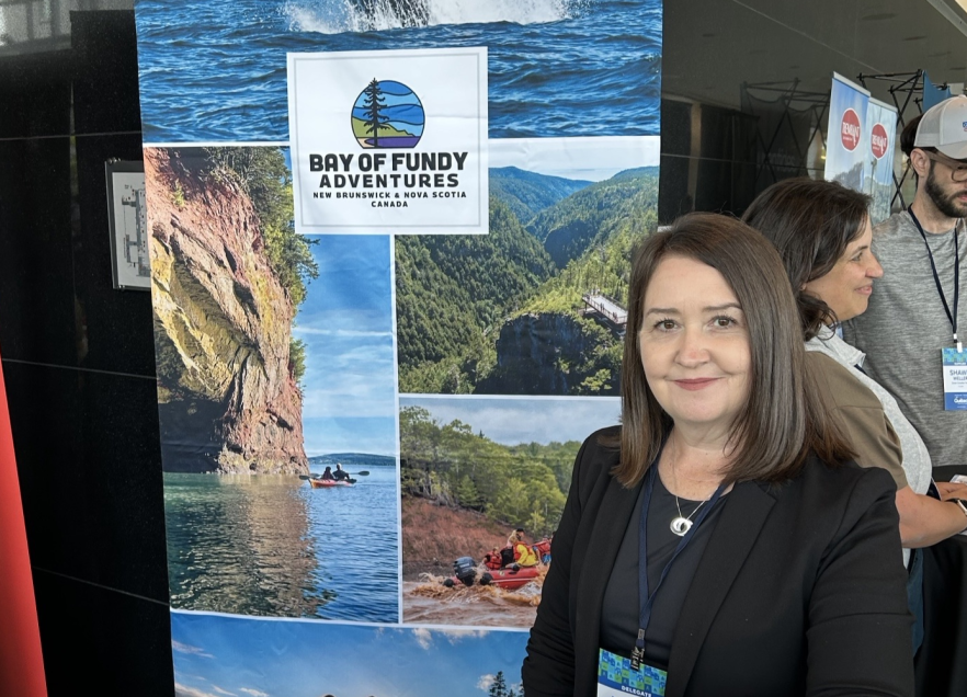 Andrea Gray promoting Bay of Fundy Advertures tour operator.